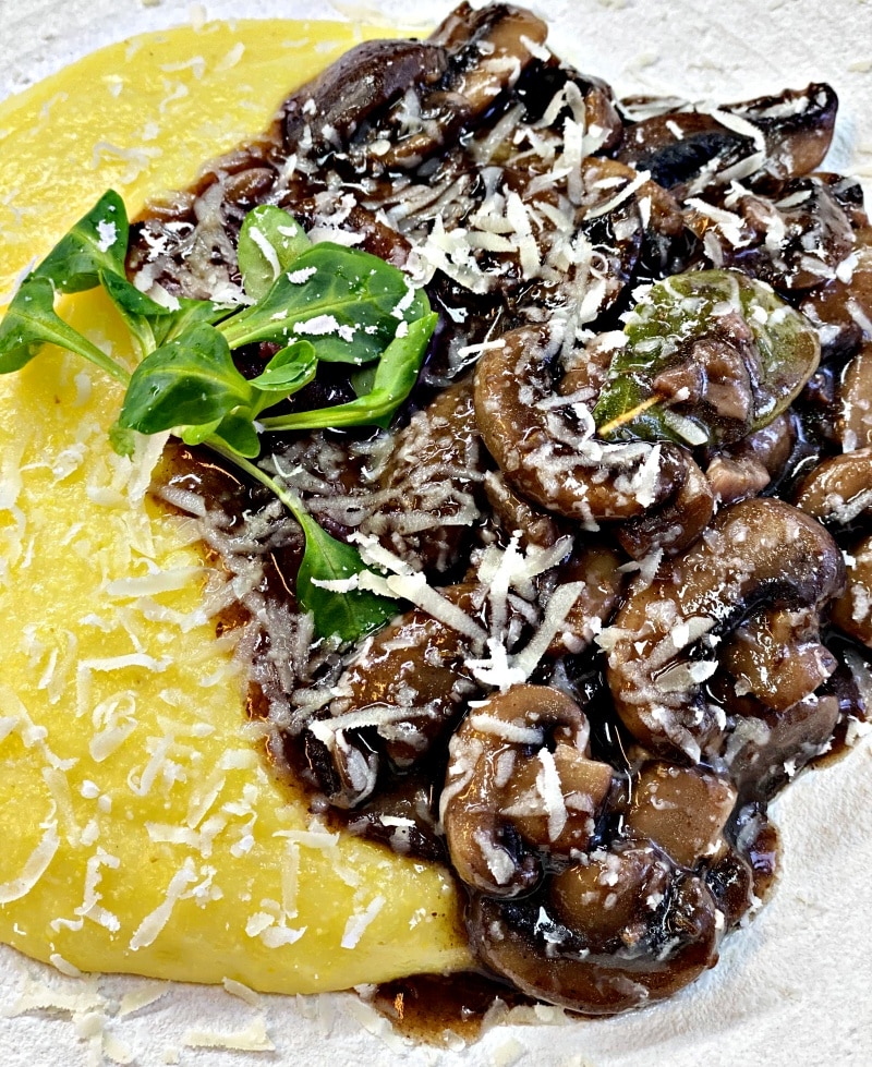 Italian parmesan polenta with sauteed mushrooms