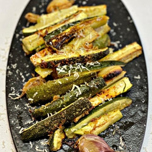 Roasted zucchini with garlic and parmesan