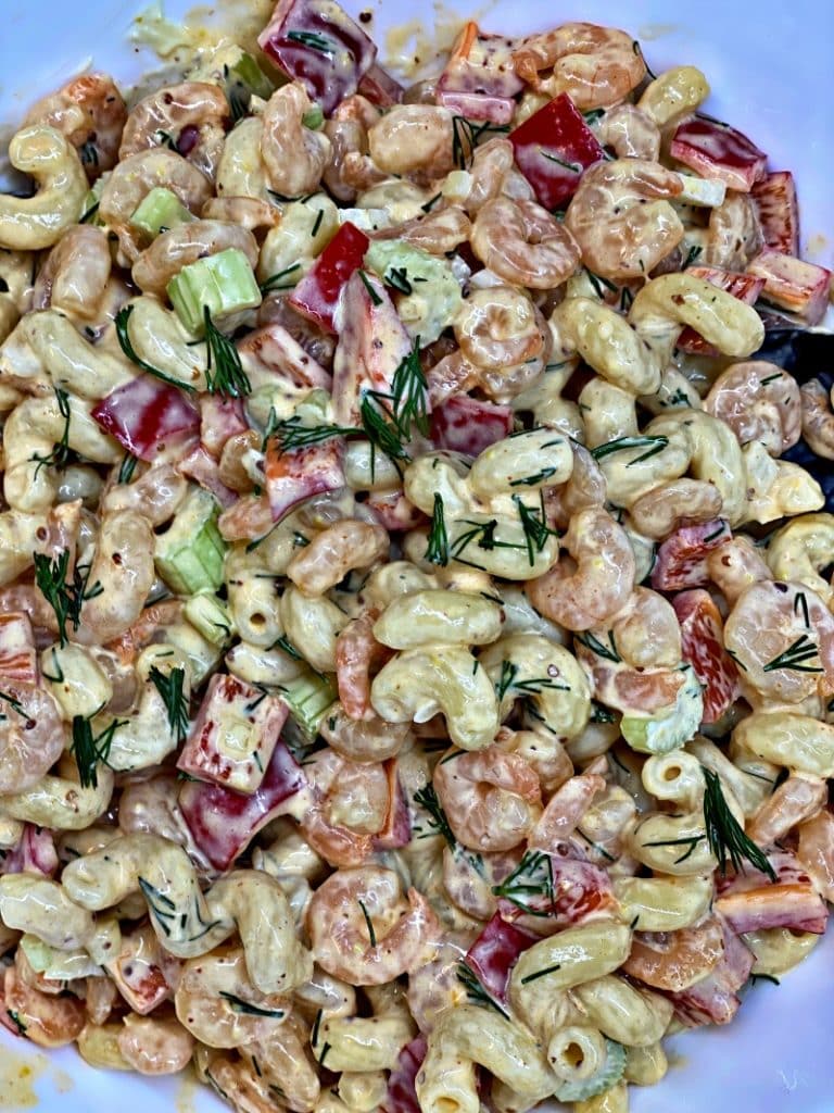 Shrimp Pasta Salad with fresh veggies and best dressing