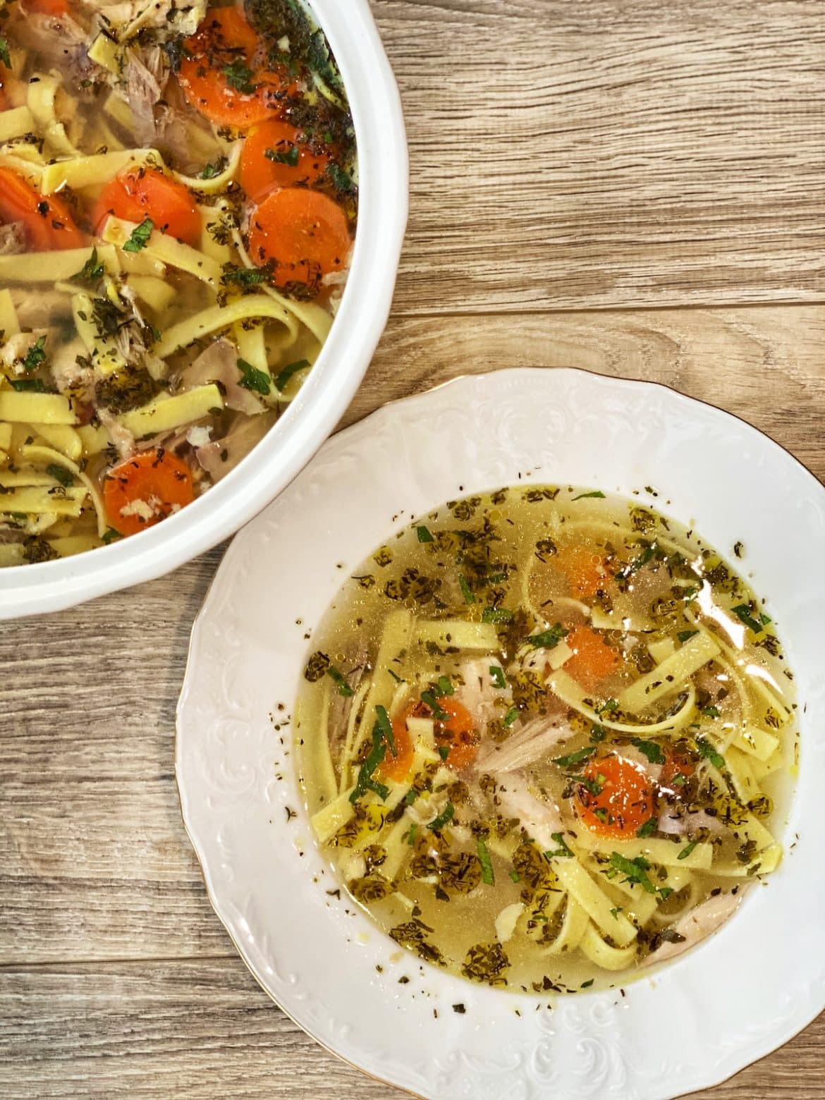 home-made chicken noodle soup