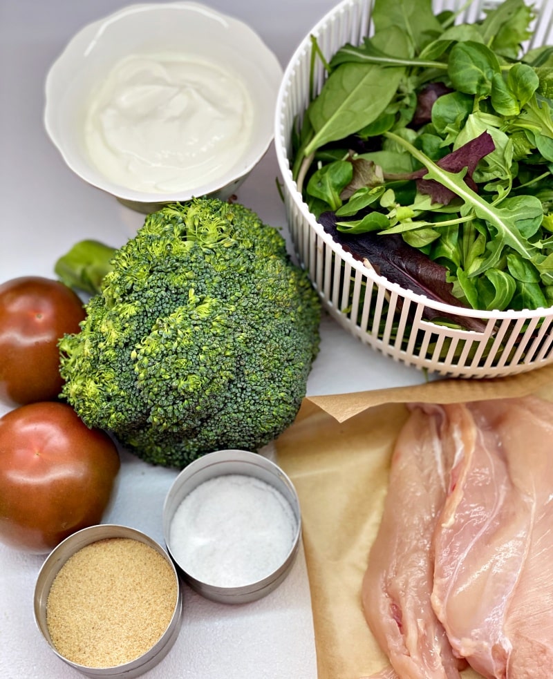 ingredients for the creamy chicken broccoli salad