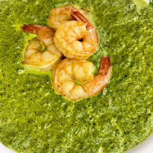 instant pot spinach soup with shrimps