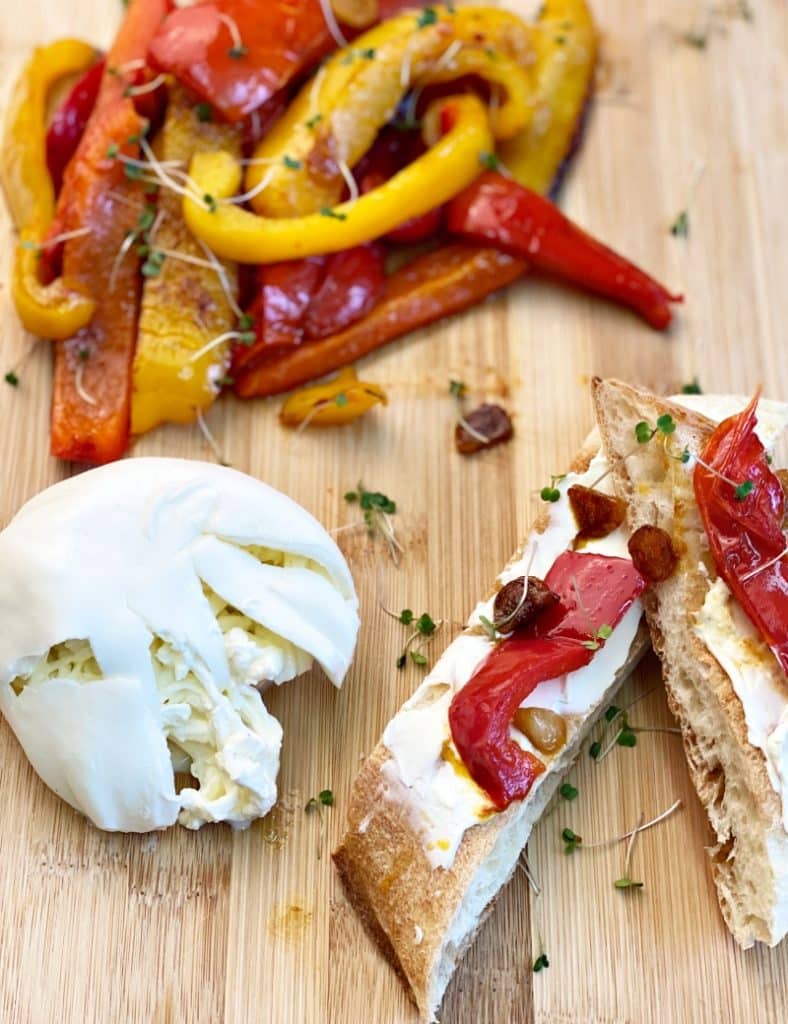 Burrata Appetizer with Baked Peppers