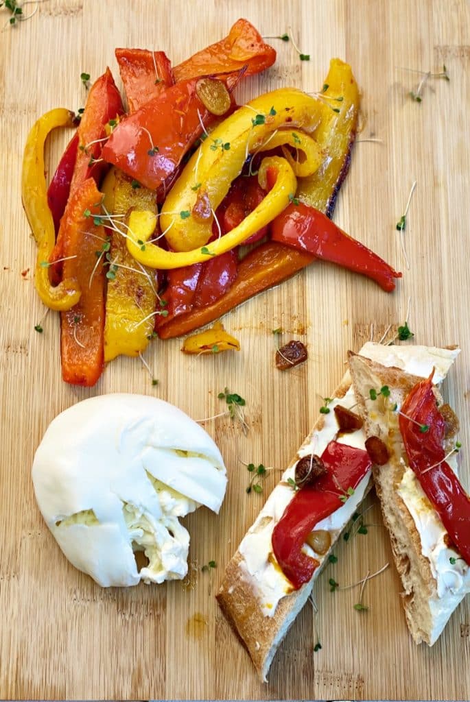 Burrata Appetizer with Baked Peppers