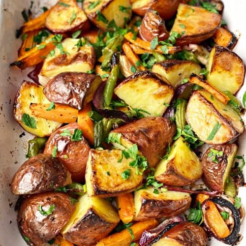 Roasted Garlic Potatoes with Veggies