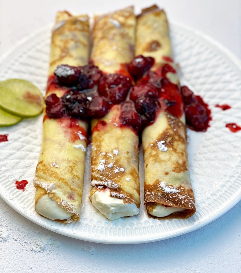 crepes with cream filling and berry gem