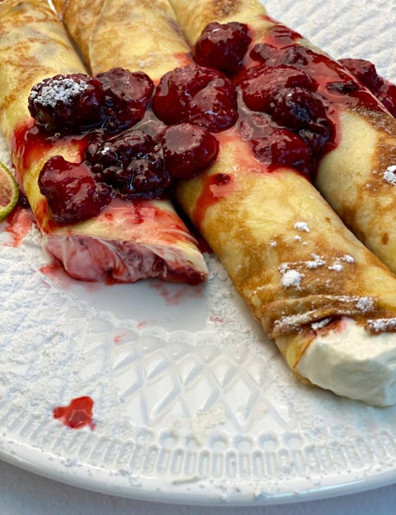 sweet cream filling for crepes with berry gem