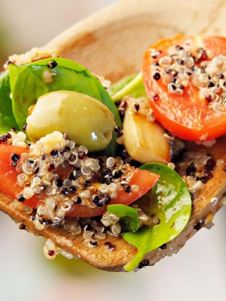 Mediterranean Quinoa Salad with roasted mushrooms
