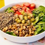 Mediterranean Quinoa Salad with roasted mushrooms