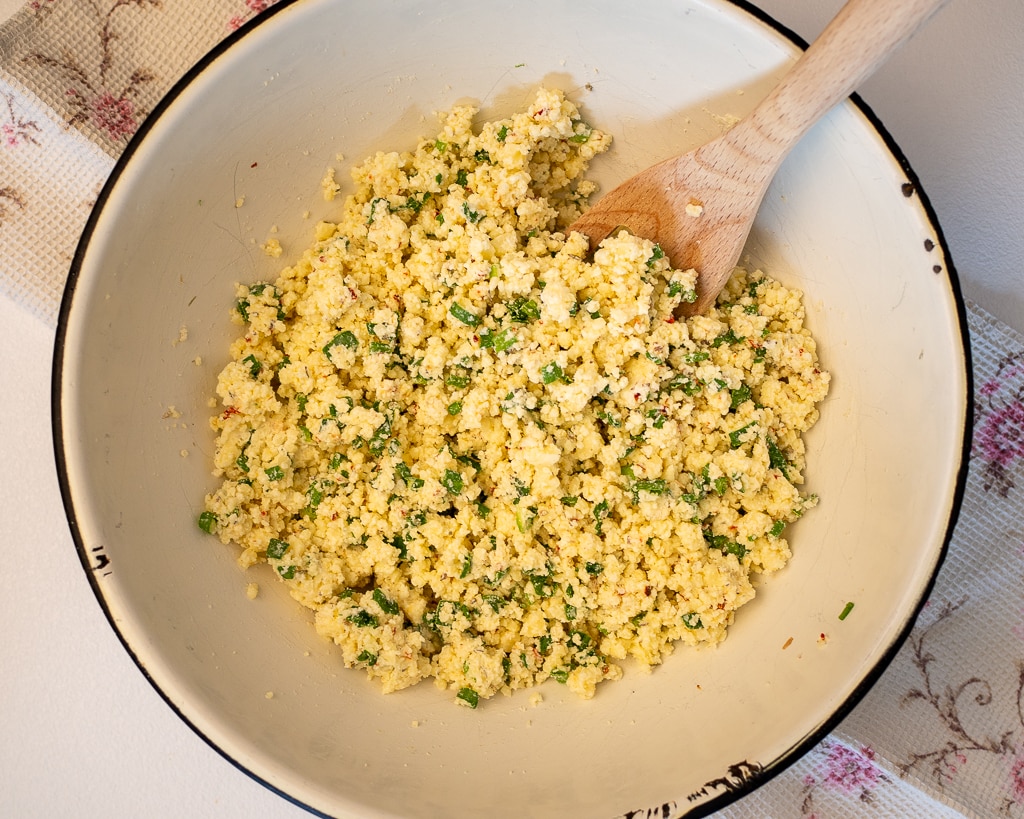 cheese filling with chopped parsley for keto chicken breast recipe