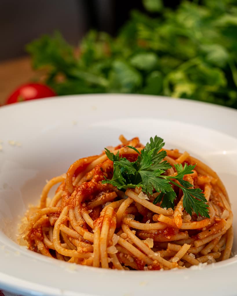 tomato sauce spaghetti with parmesan
