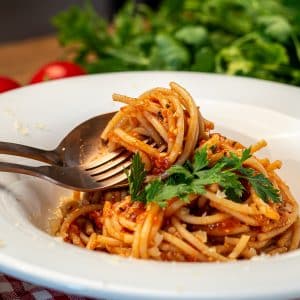 tomato spaghetti with parmesan