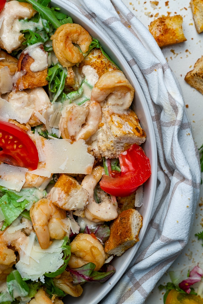 Super Simple Caesar Salad With Shrimp