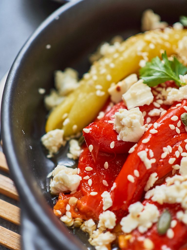 Roasted Bell Pepper Salad with Feta Cheese