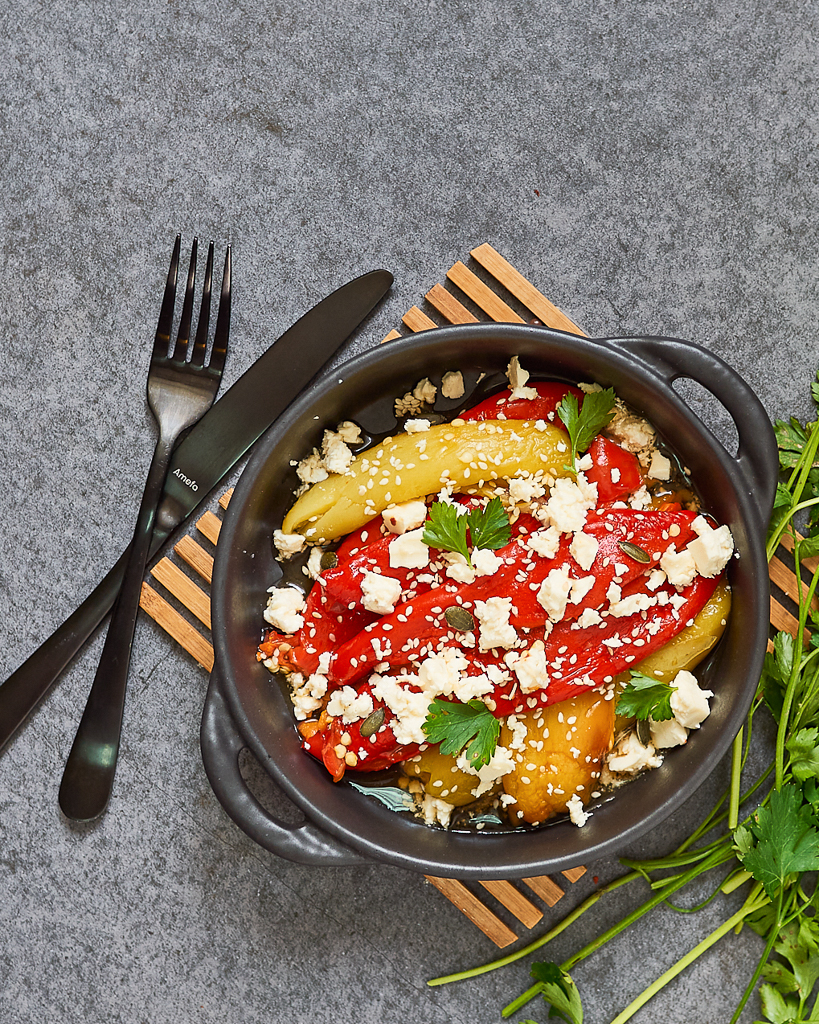 Roasted Bell Pepper Salad with Feta Cheese