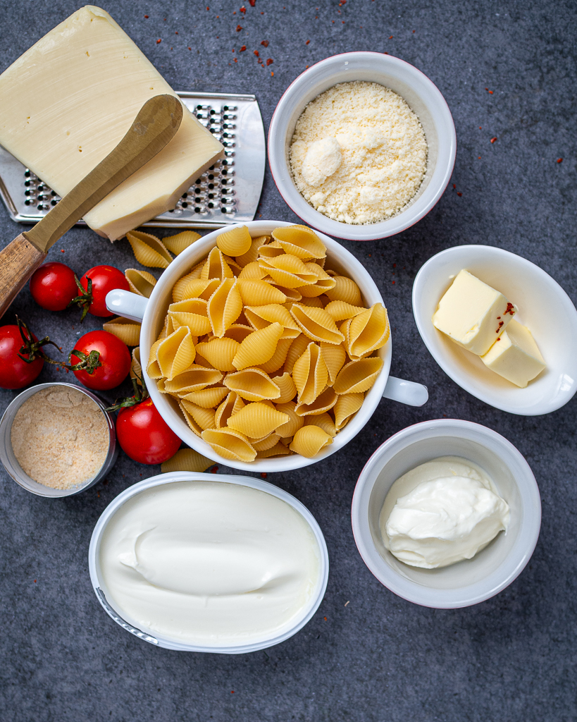 ingredinets for cheesy pasta casserole