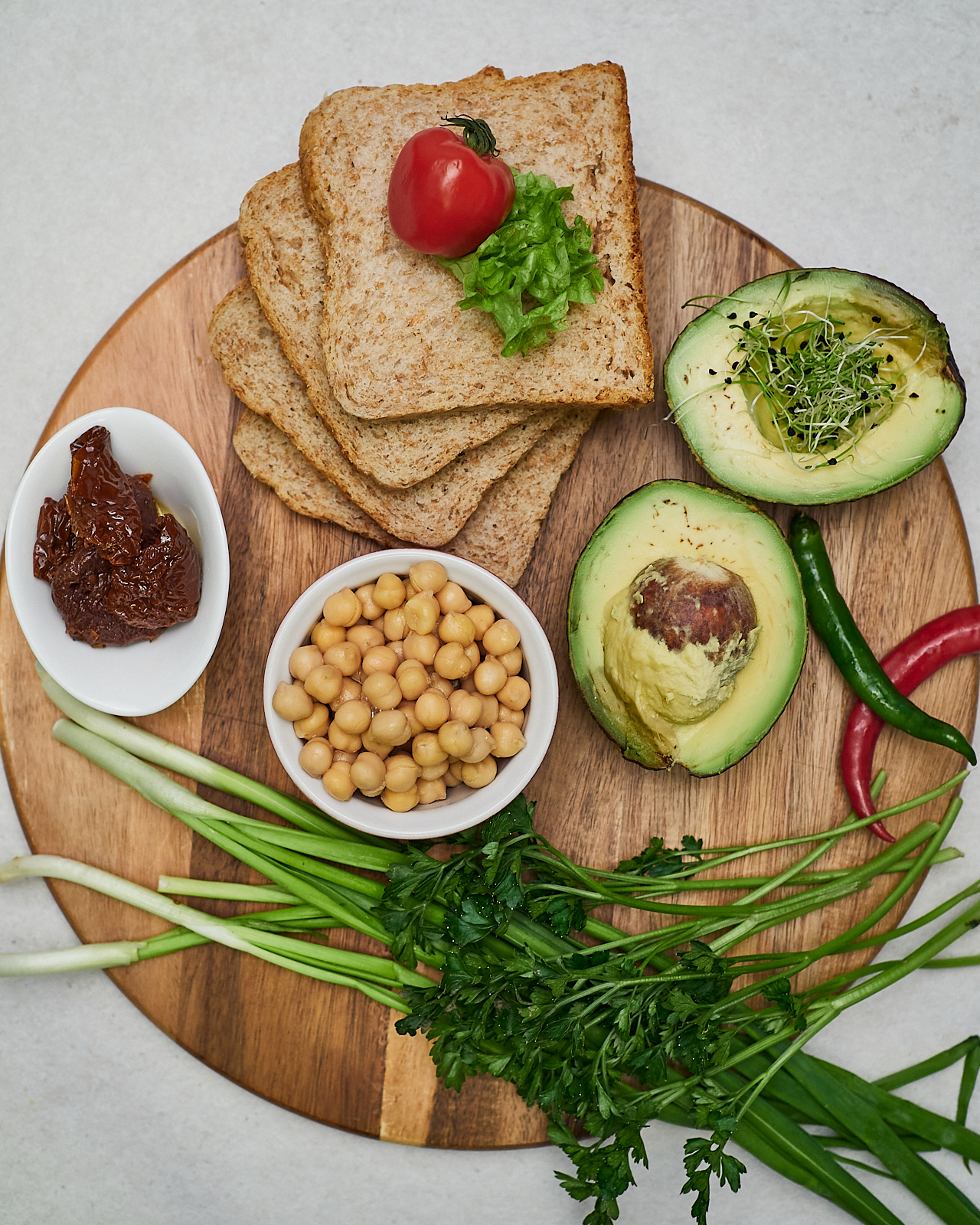 ingredients for avocado chickpea sandwich