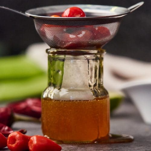 Spicy and Hot Honey Sauce with Peppers