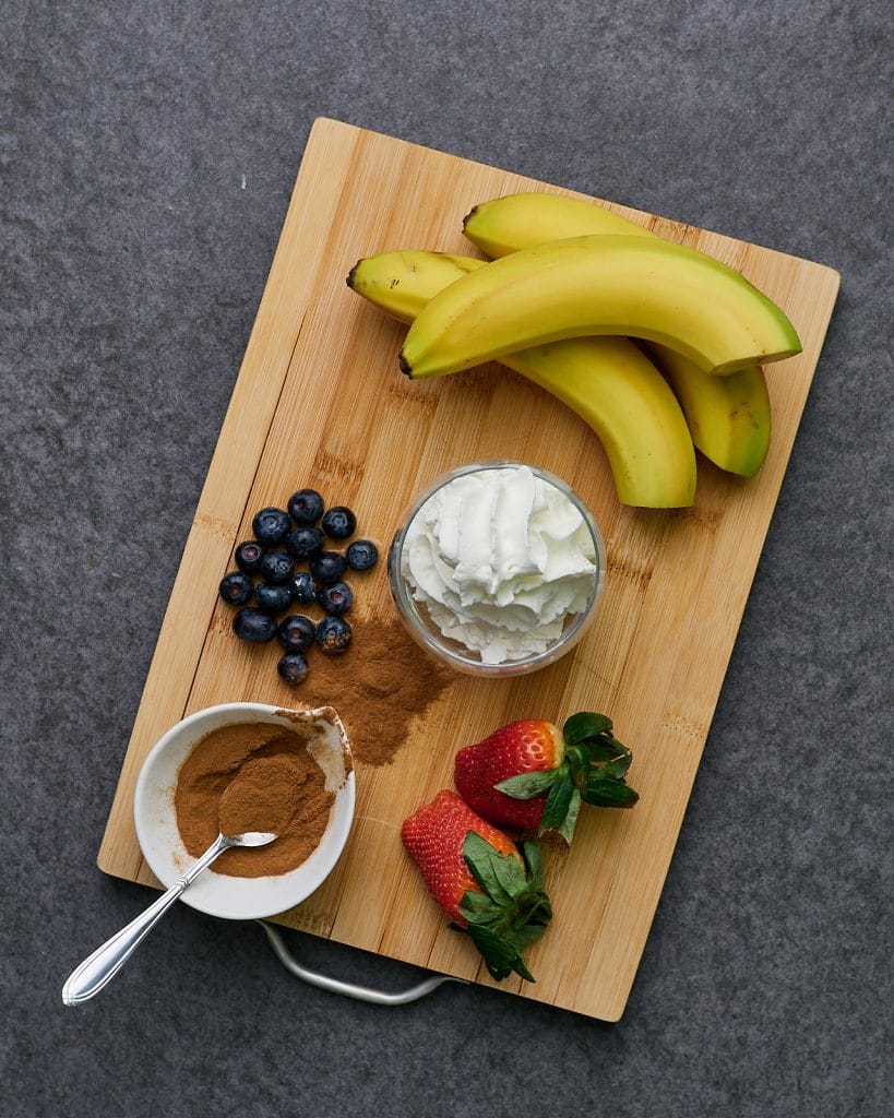 Sweet and Healthy Banana Split Ingredients