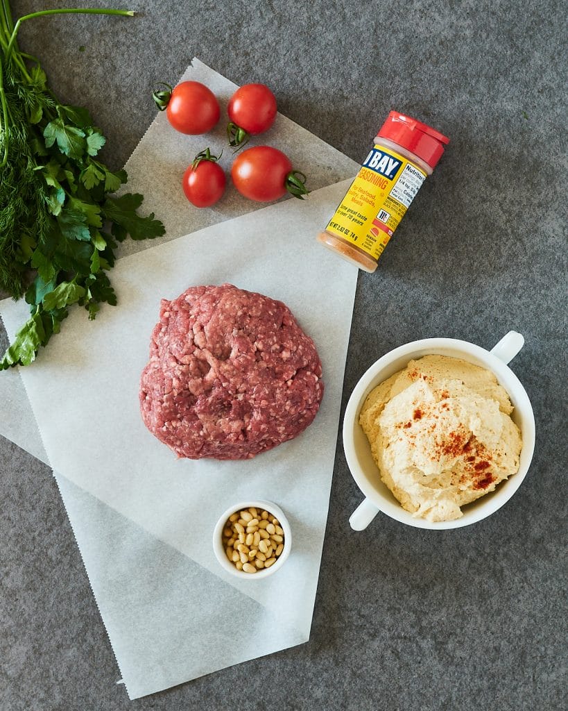 Spiced Ground Beef Topped on Hummus Ingredients