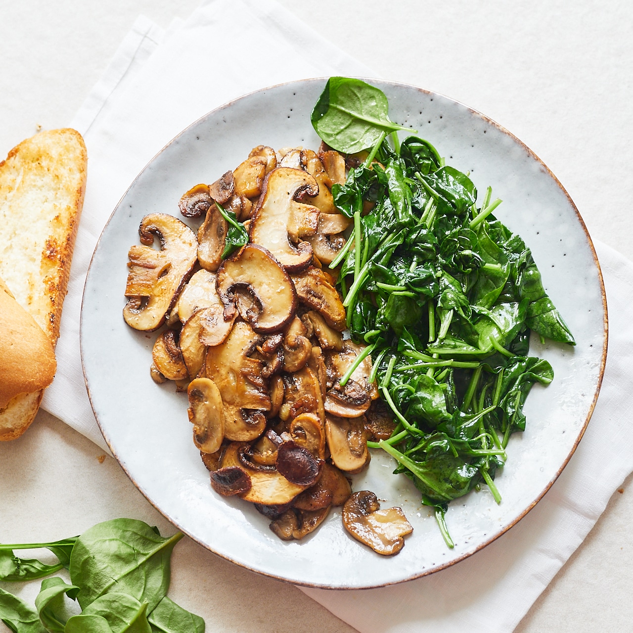 how to cook vegan mushroom spinach baguette