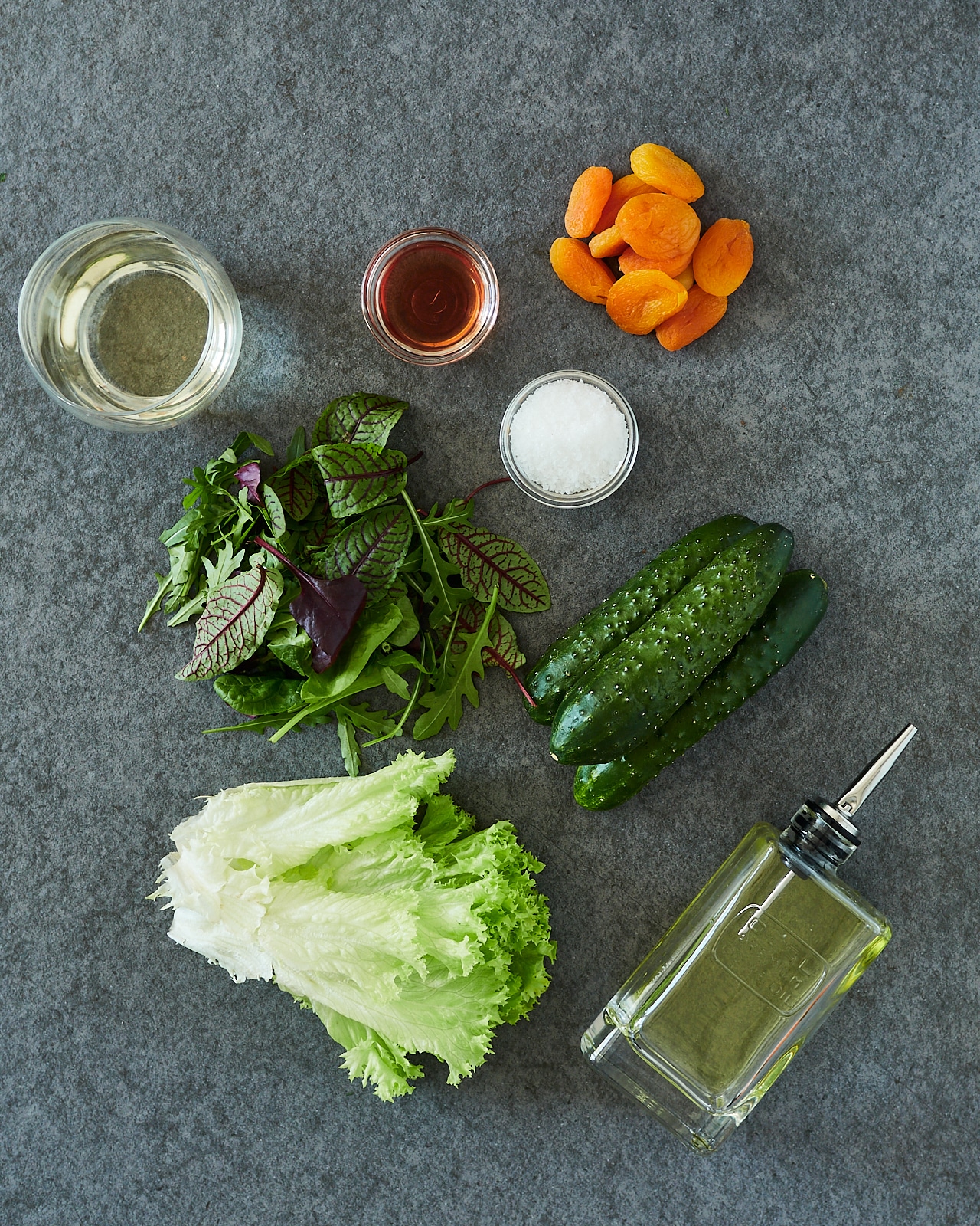 ingredients for mixed greens salad