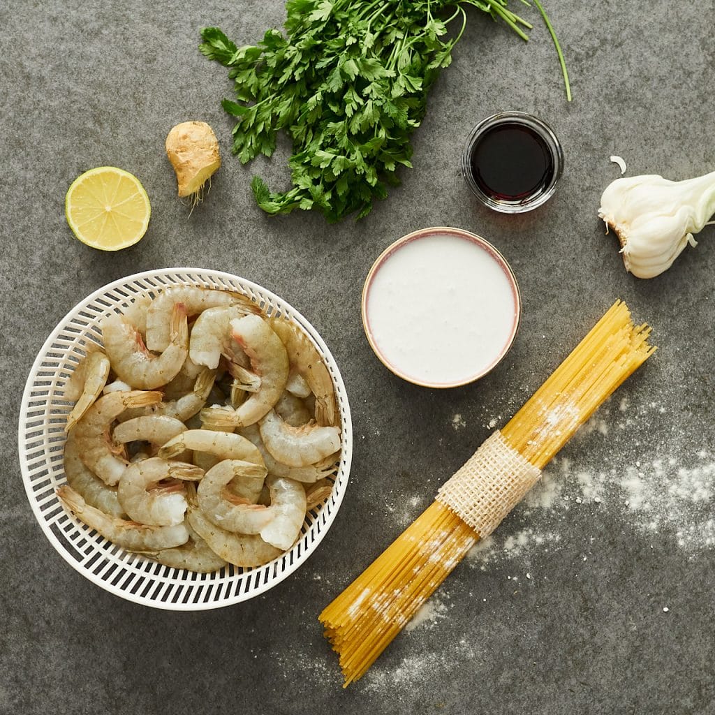 Shrimp Spaghetti with Coconut Milk Ingredients
