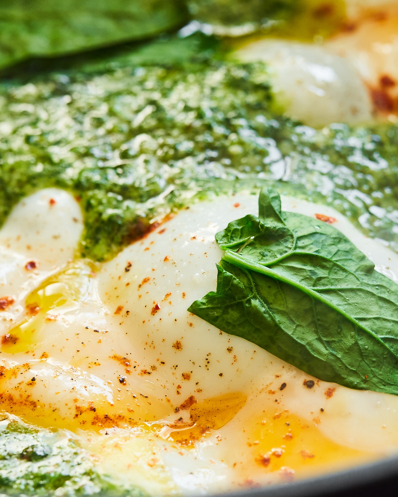 chimichurri sauce with fried eggs