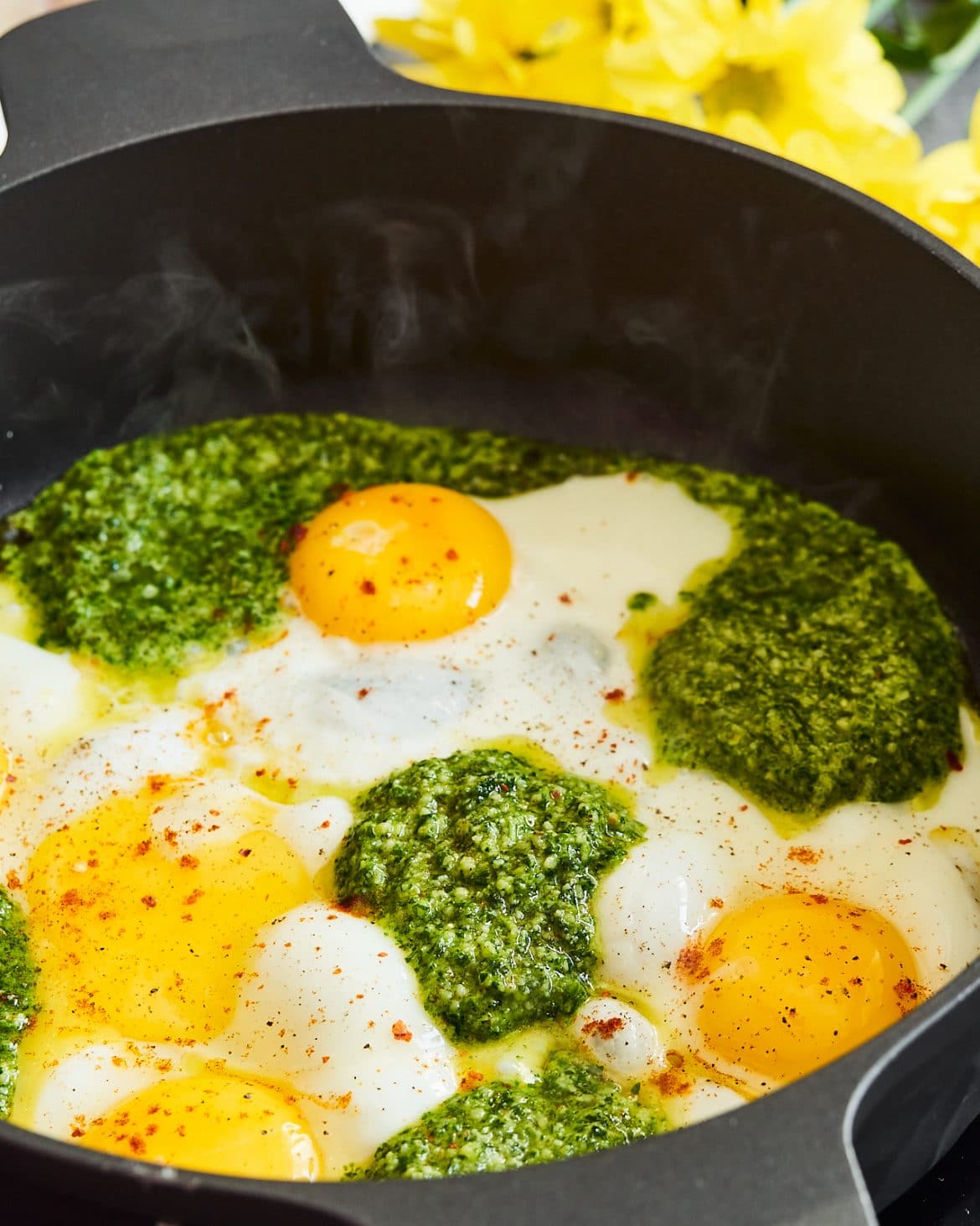 chimichurri fried eggs