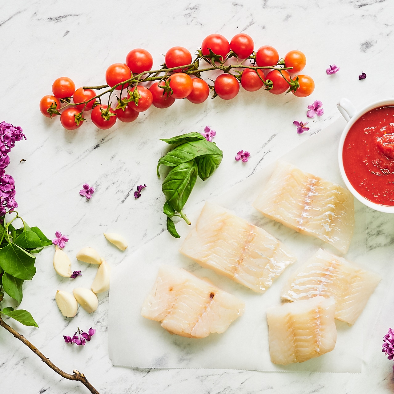 ingredients cod fillets tomato sauce