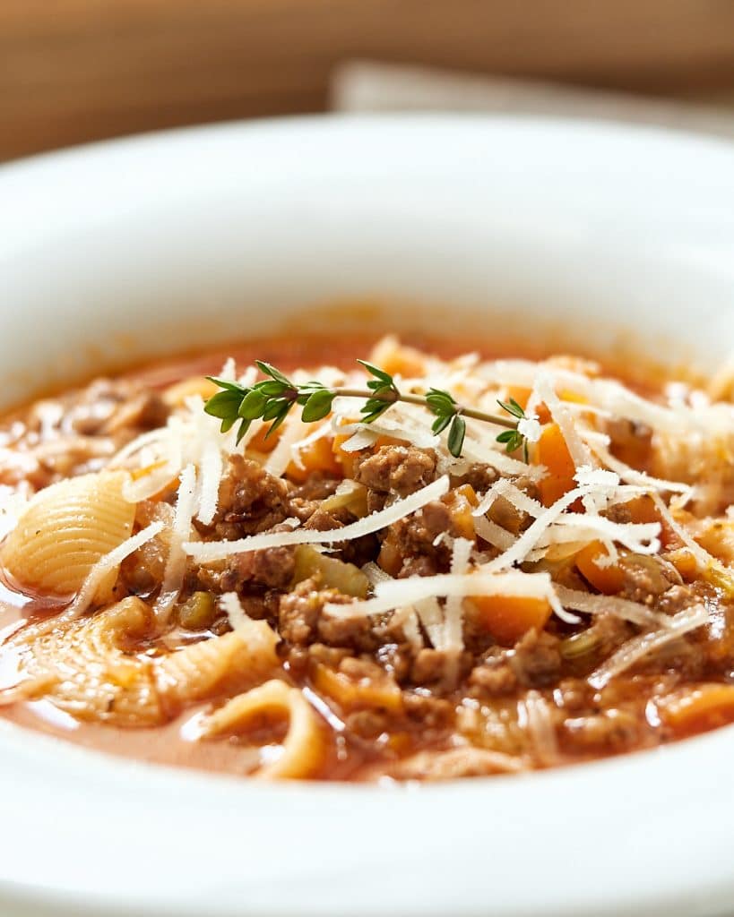 Bolognese Soup with Pasta Shells