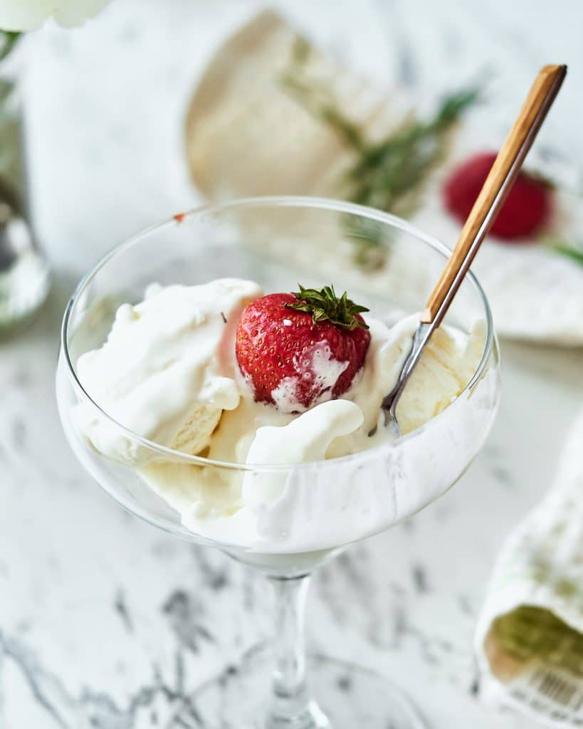 Homemade Ice Cream with Strawberries