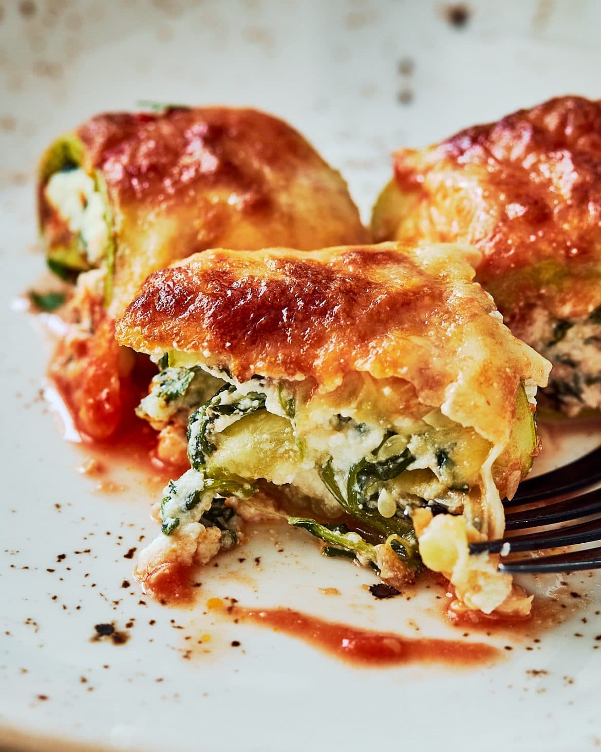 Zucchini Roll-ups With Spinach & Cheese