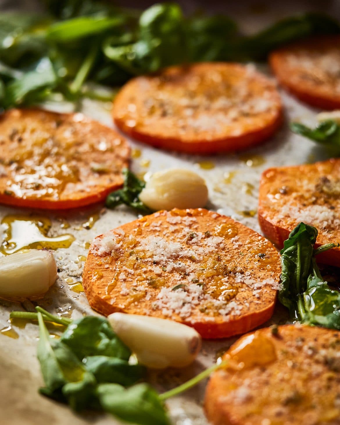 Baked butternut squash with parmesan