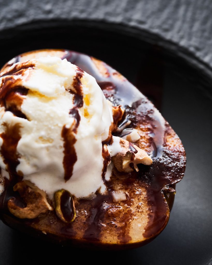 Baked Pears With Nuts & Ice Cream Recipe