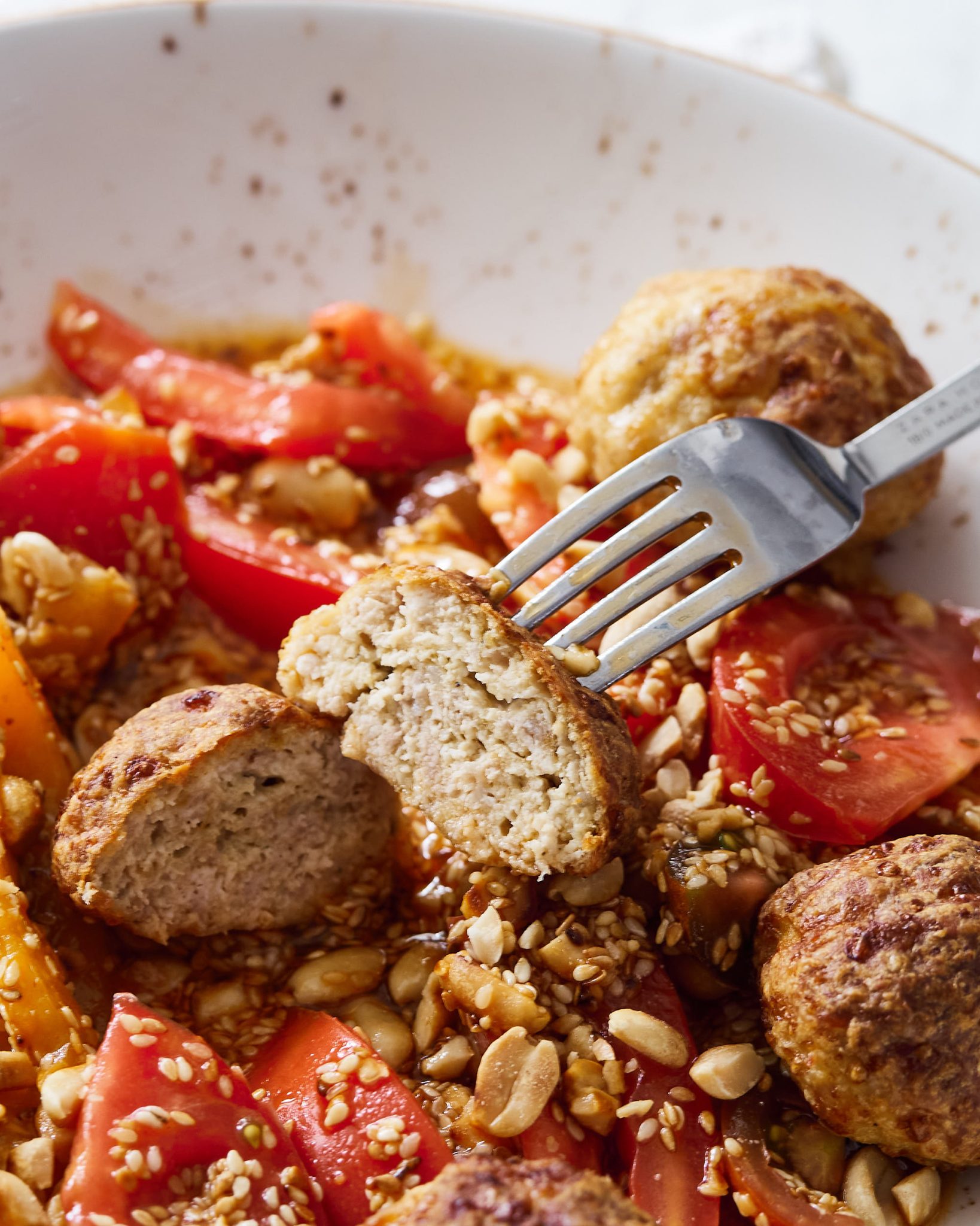cut meatballs with ground meat