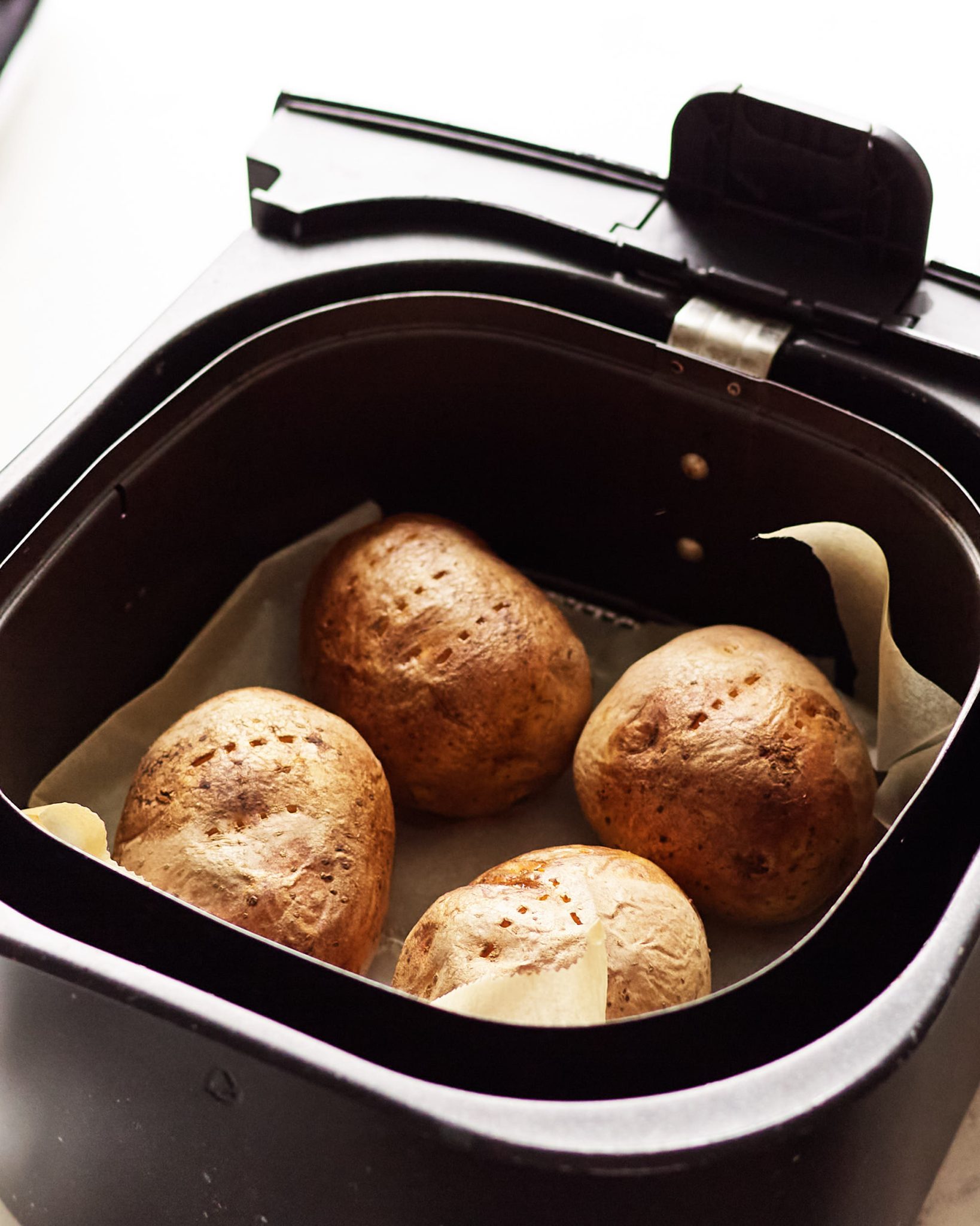making of, baked potatoes in air fryer